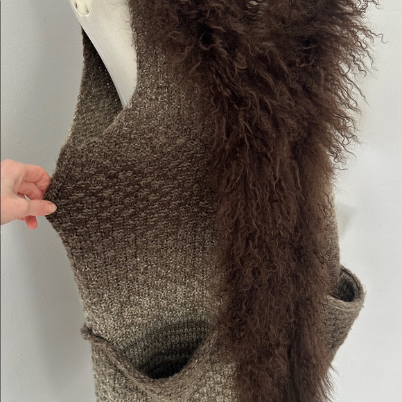 Vintage Y2K Mongolian Fur Knit Vest Alberto Makali NYC Large - Picture 3 of 6
